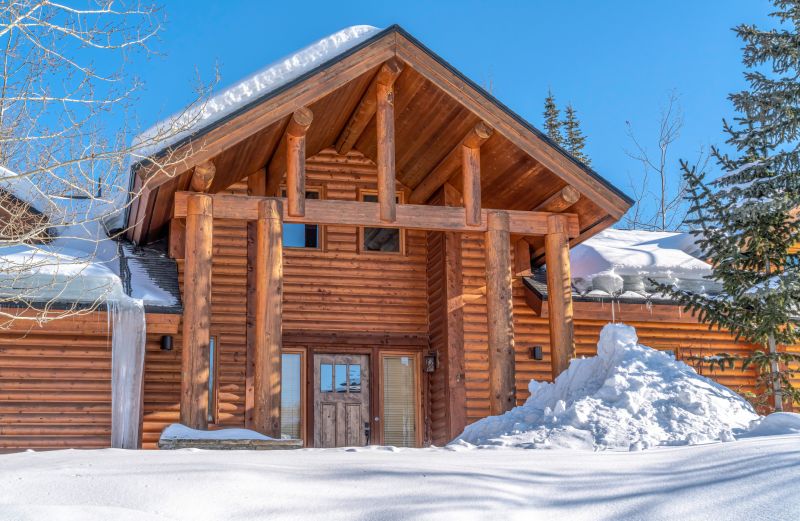 Winter Log Home